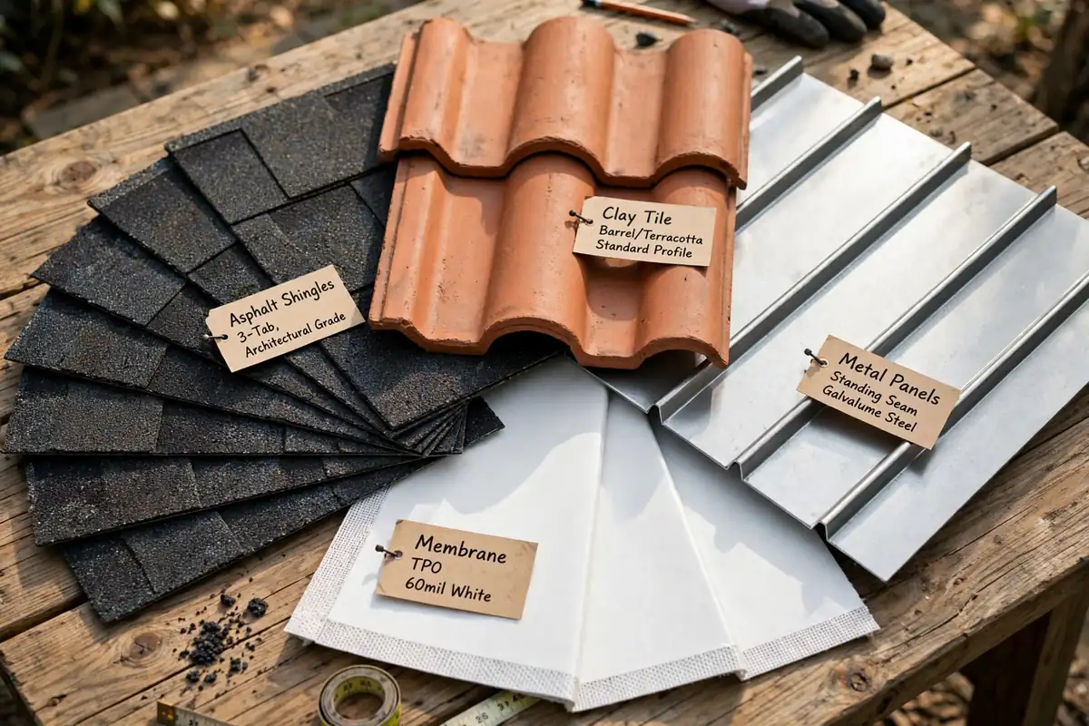 Comparación de materiales de techado: tejas, teja y metal en Brea, CA