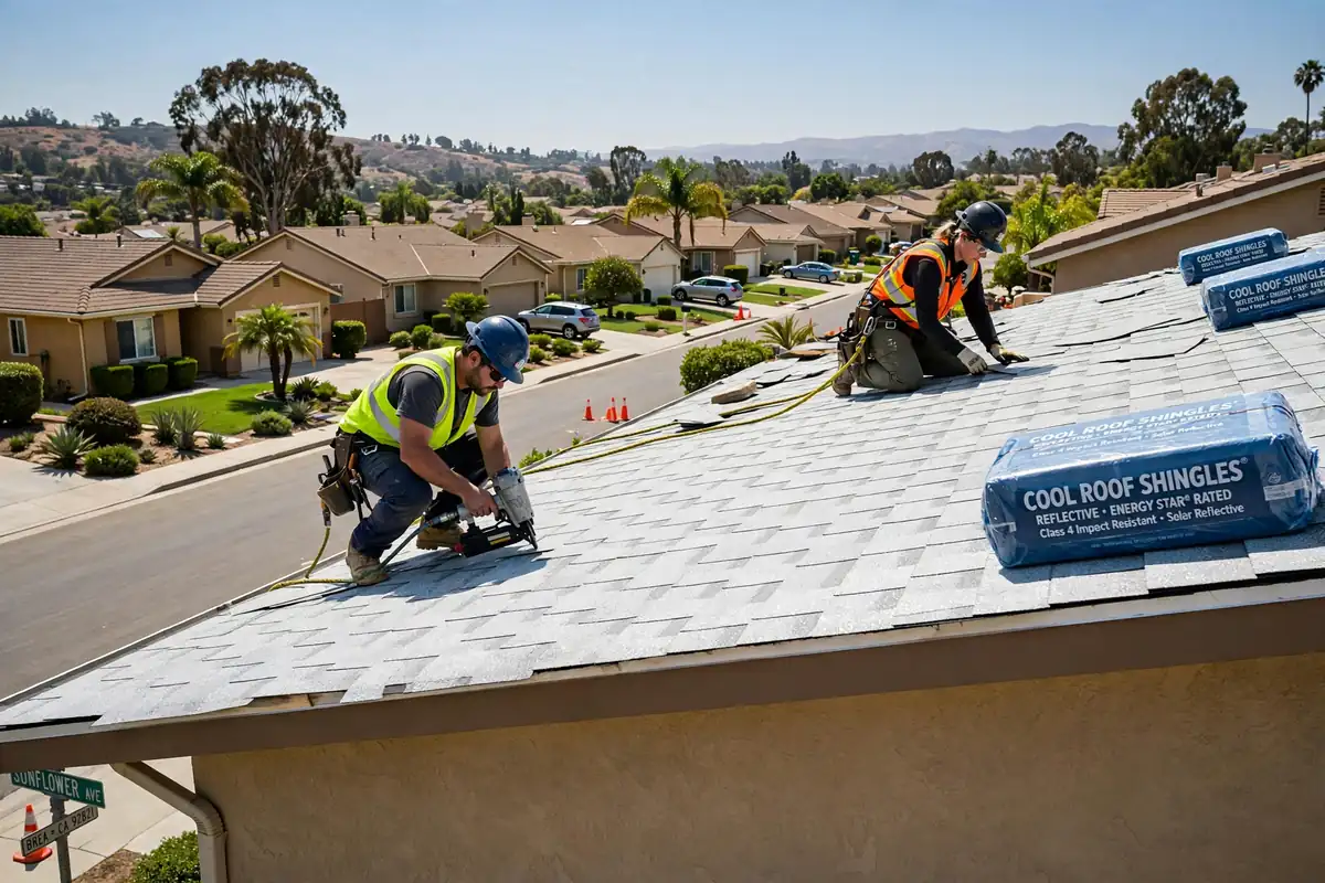 Reemplazo de techo fresco de bajo consumo en Country Hills, Brea, CA 92821