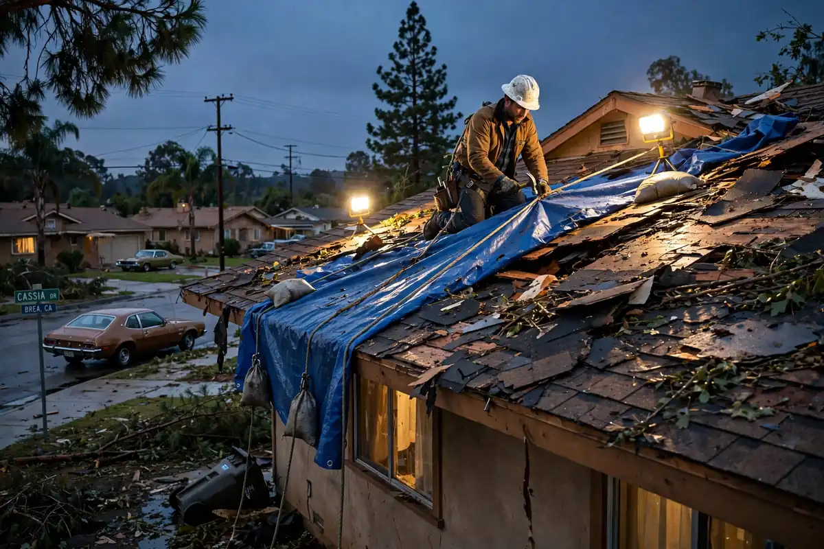Reemplazo de techo de emergencia en Birch Hills, Brea, CA 92821