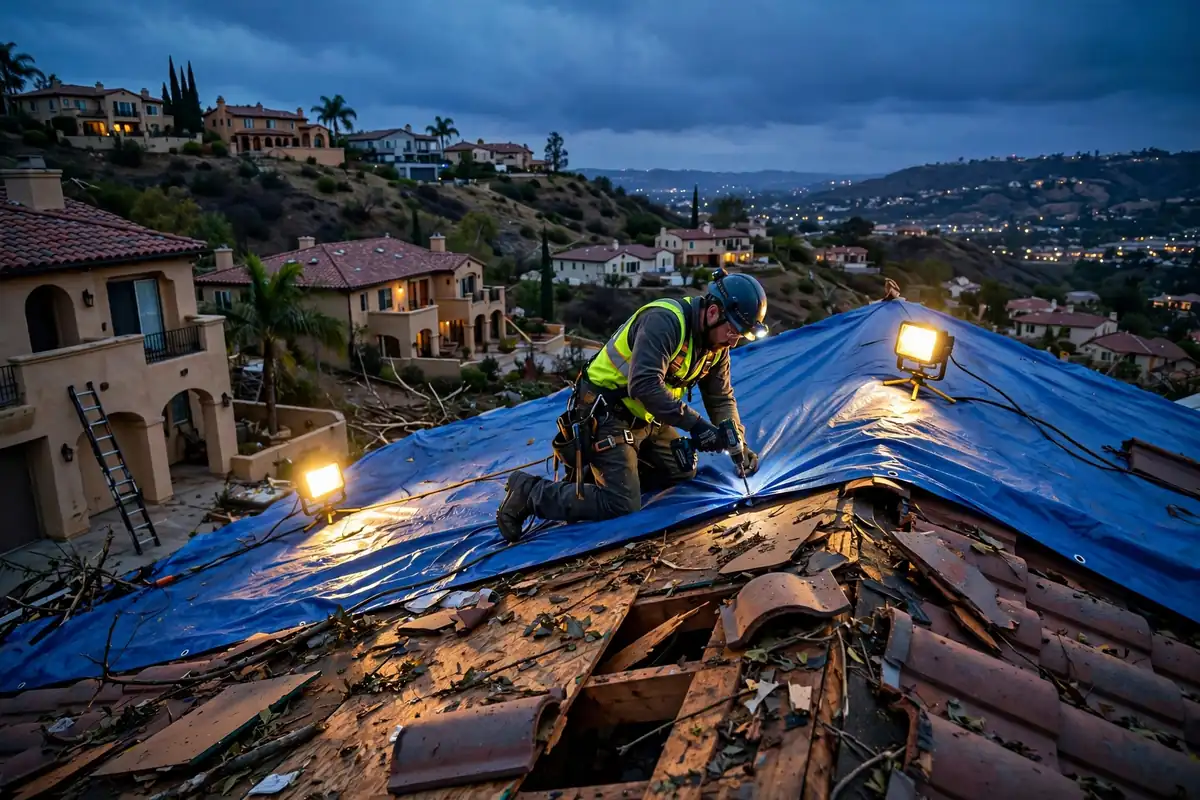 Reemplazo de techo de emergencia en Brea Hills, Brea, CA 92823