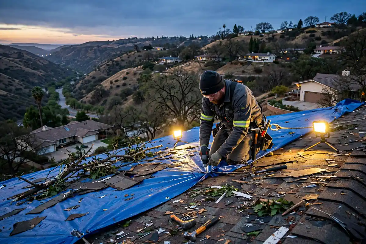 Reemplazo de techo de emergencia en Carbon Canyon, Brea, CA 92823
