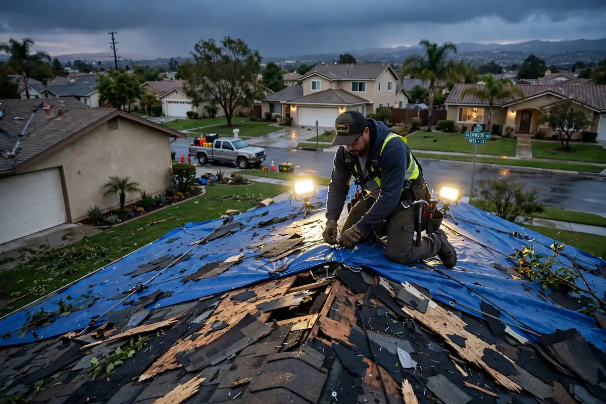 Reemplazo de techo de emergencia en Country Hills, Brea, CA 92821