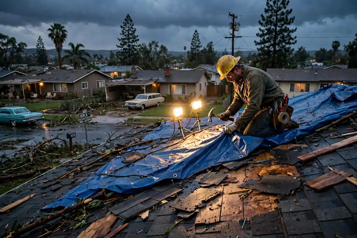 Reemplazo de techo de emergencia en Tamarack, Brea, CA 92821