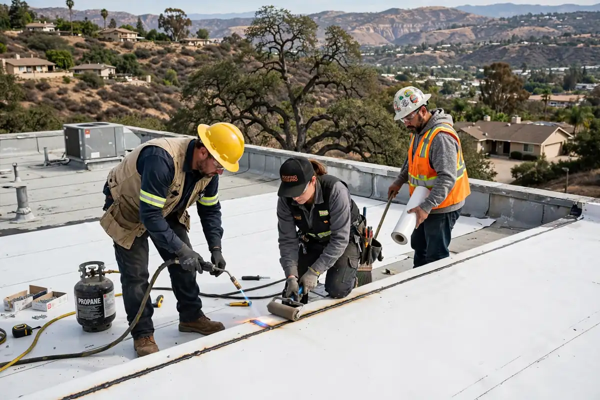 Reemplazo de techo plano (TPO y EPDM) en Carbon Canyon, Brea, CA 92823