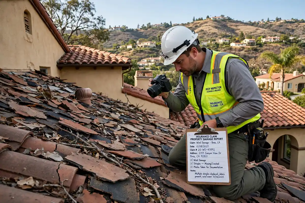 Reemplazo de techo por reclamo de seguro en Brea Hills, Brea, CA 92823