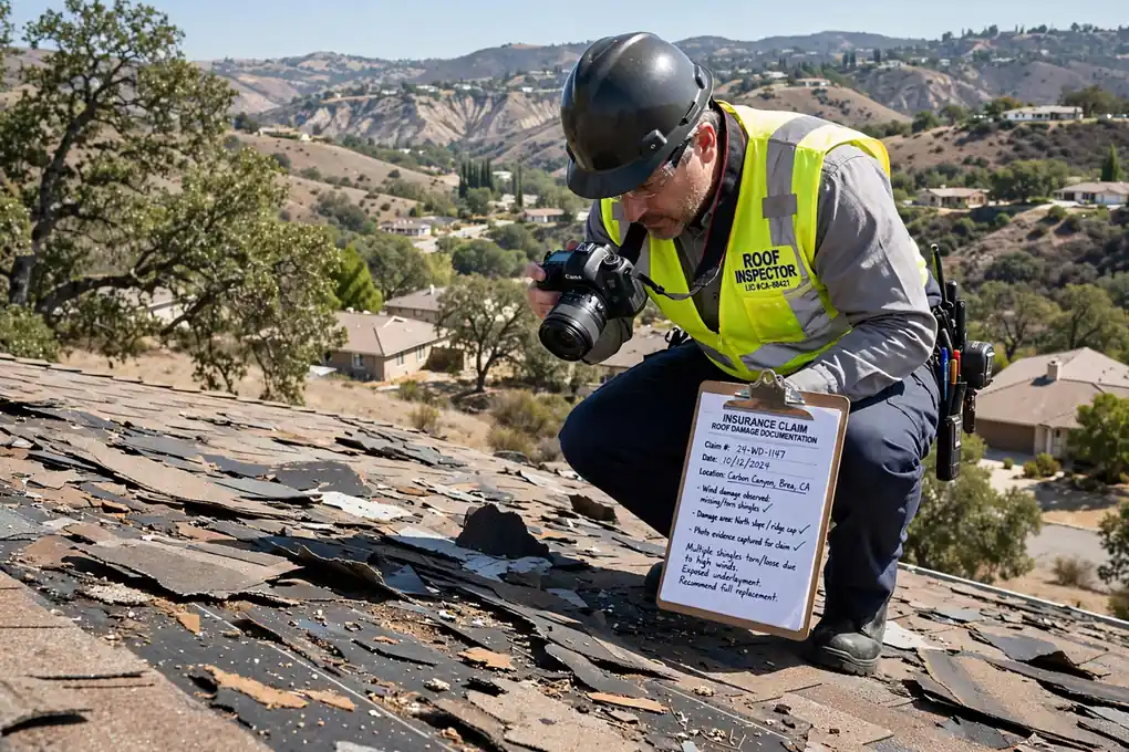 Reemplazo de techo por reclamo de seguro en Carbon Canyon, Brea, CA 92823