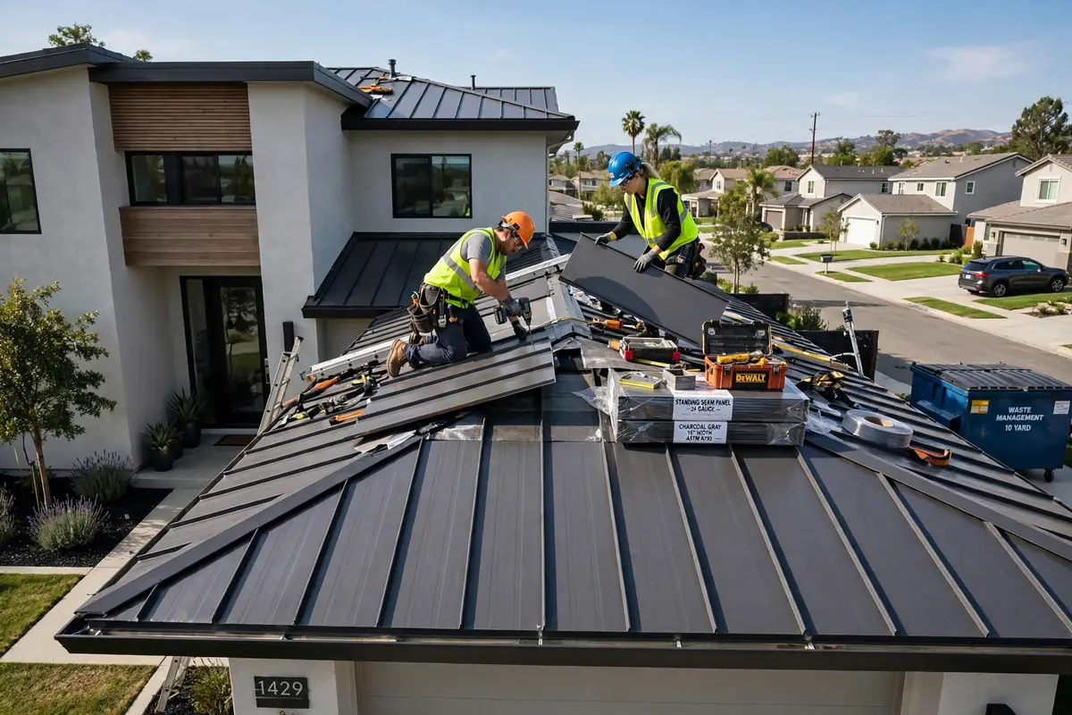 Reemplazo de techo de metal en Country Hills, Brea, CA 92821