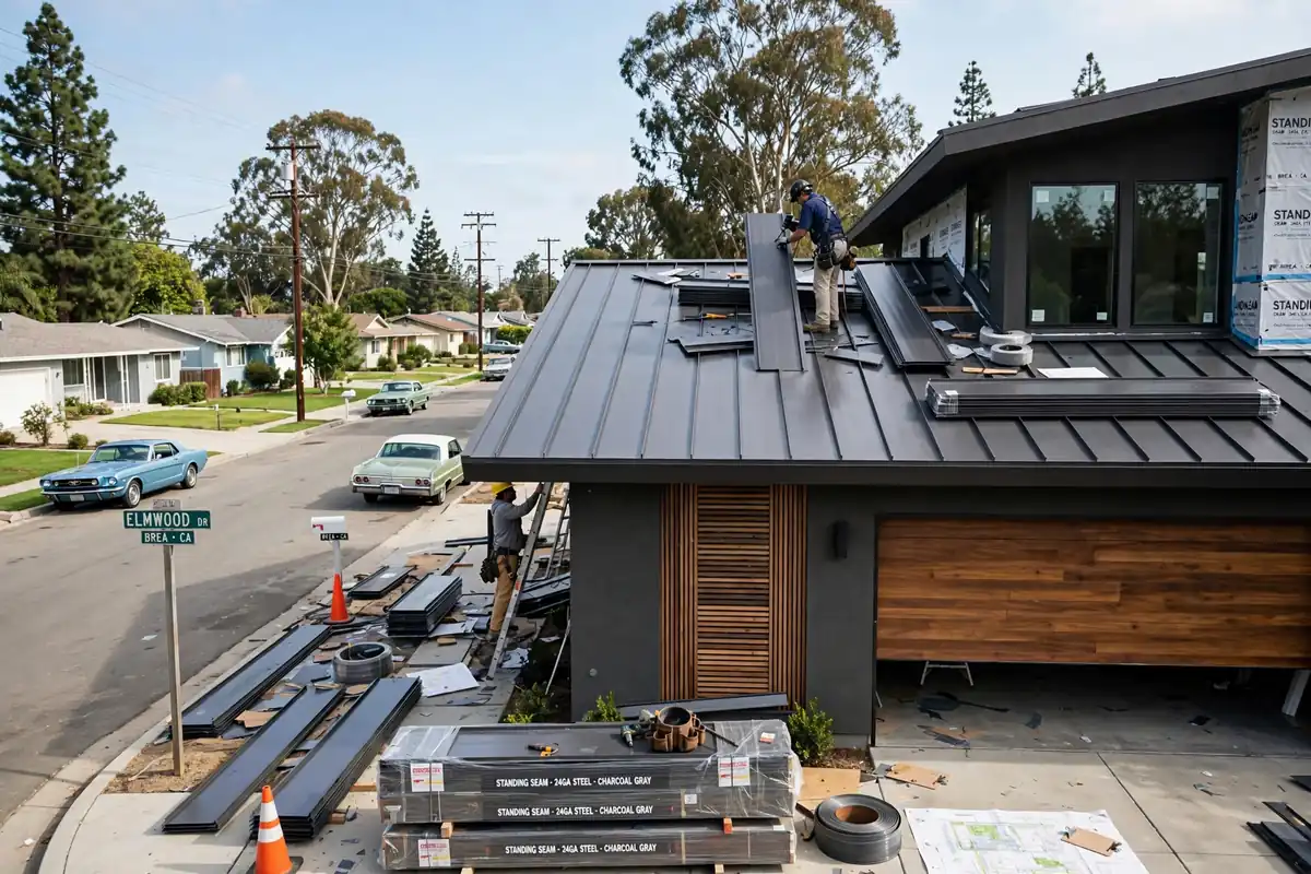 Reemplazo de techo de metal en Tamarack, Brea, CA 92821