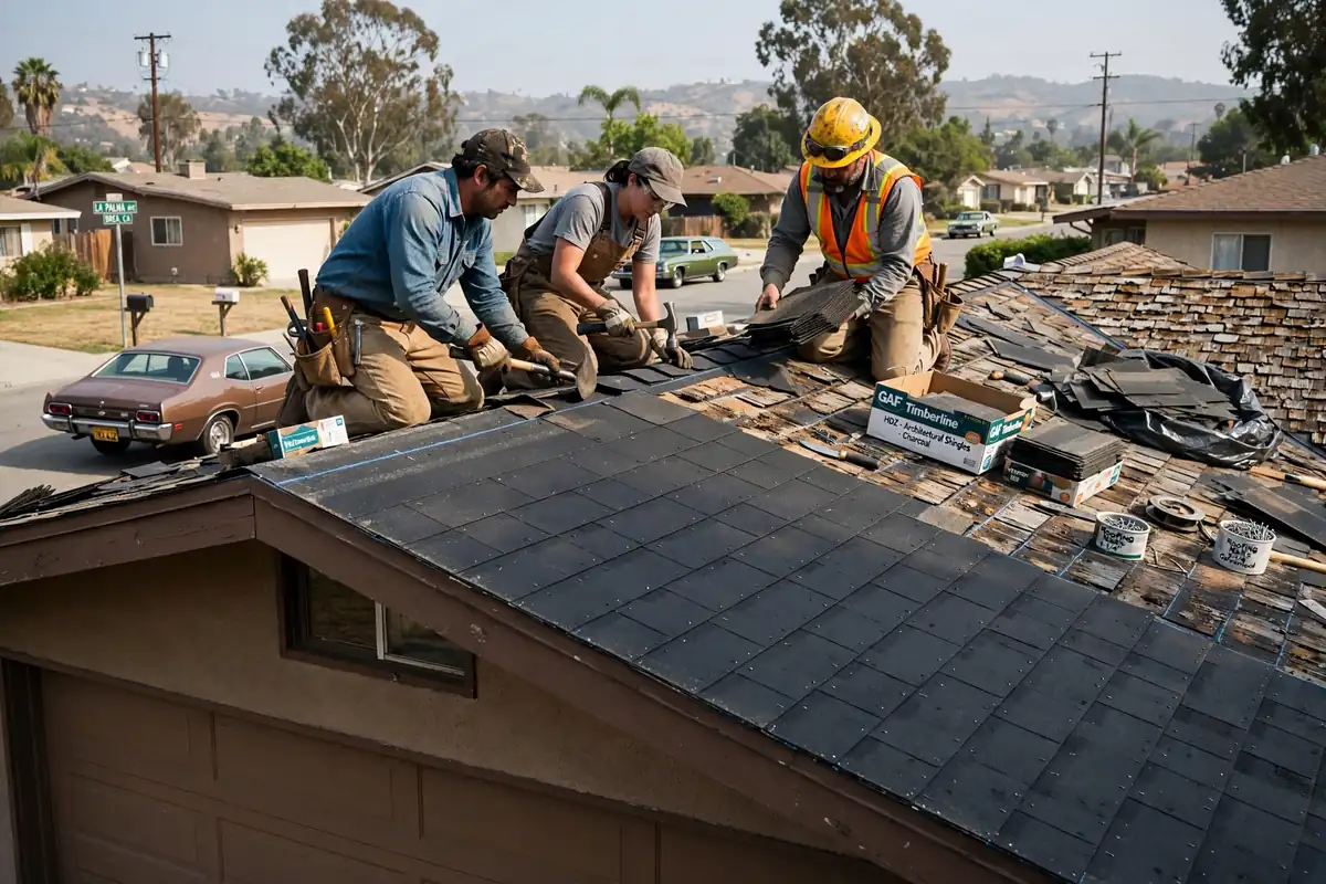 Reemplazo parcial de techo en Birch Hills, Brea, CA 92821