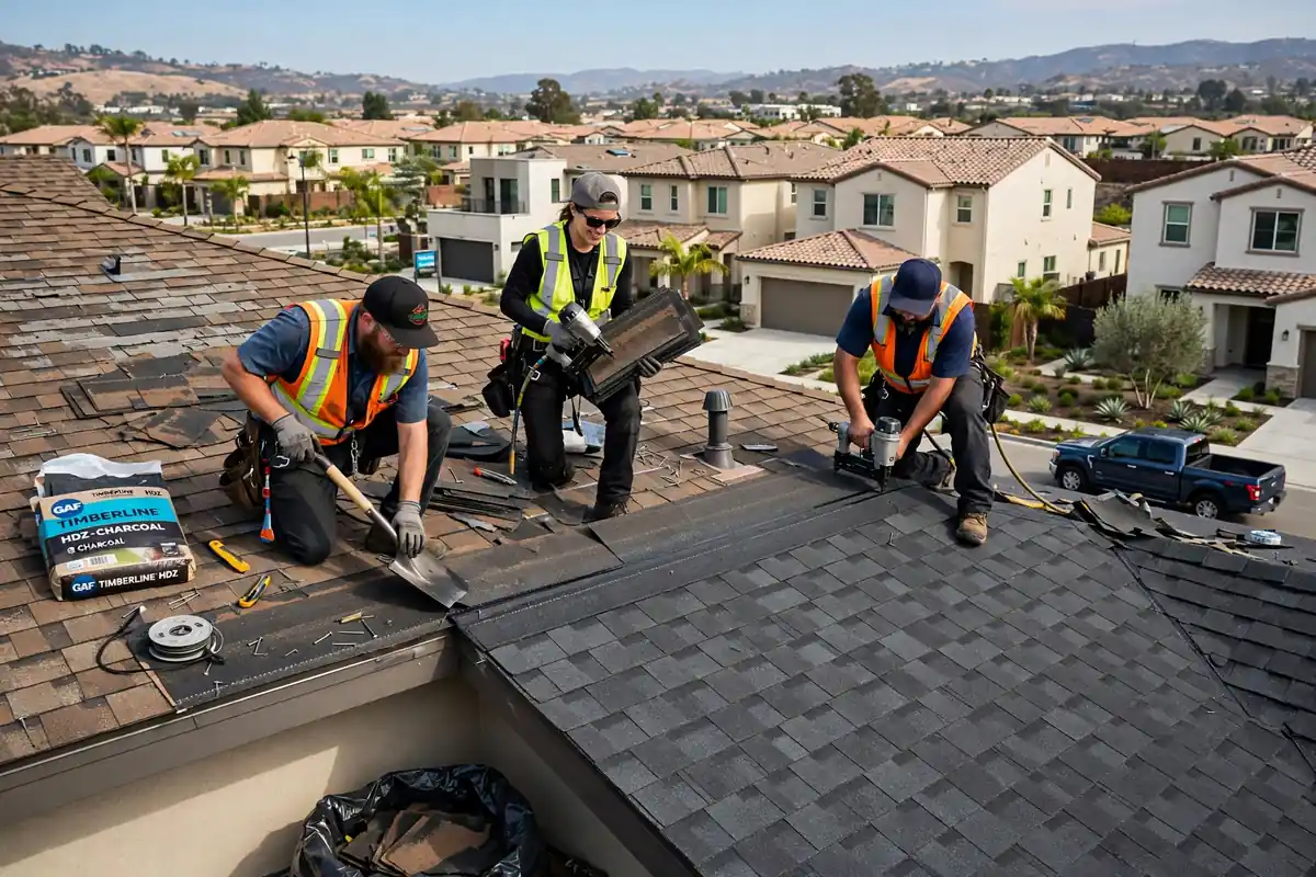 Reemplazo parcial de techo en La Floresta, Brea, CA 92823