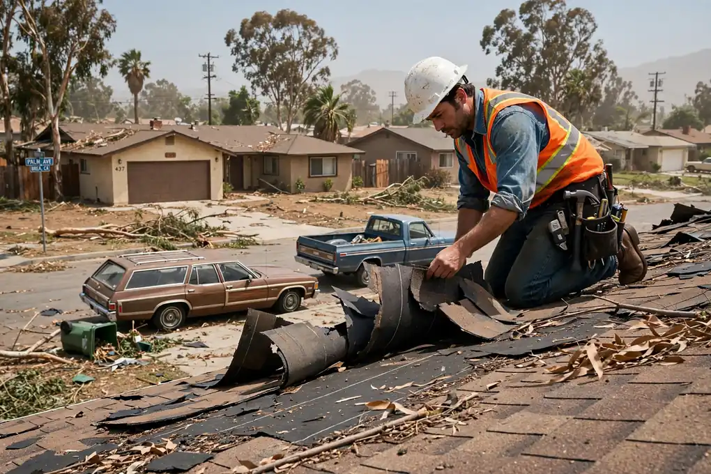 Reemplazo de techo por daños de tormenta en Birch Hills, Brea, CA 92821