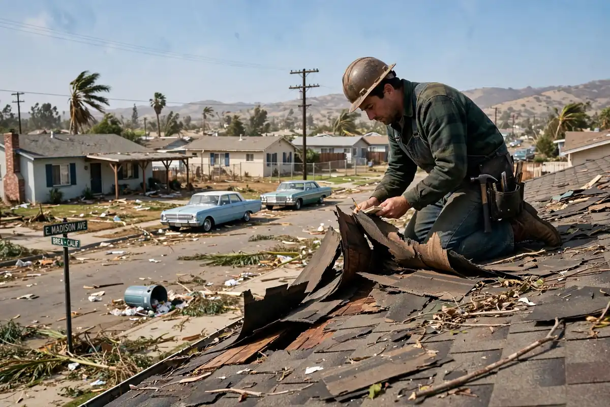 Reemplazo de techo por daños de tormenta en Tamarack, Brea, CA 92821