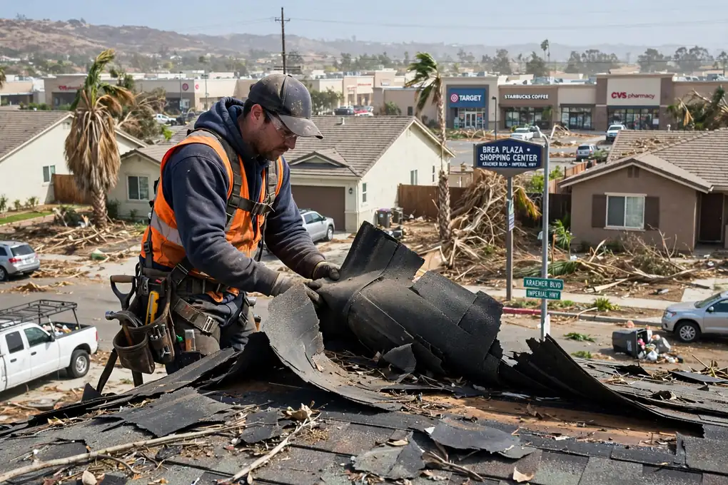 Reemplazo de techo por daños de tormenta en West Brea, Brea, CA 92821
