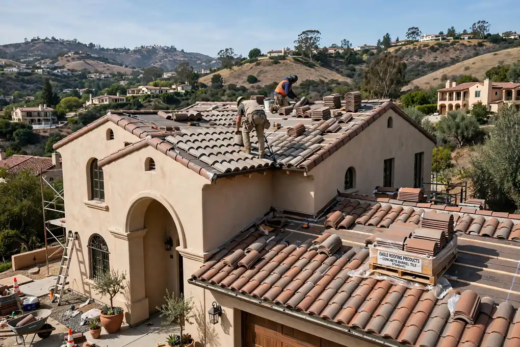 Reemplazo de techo de tejas en Brea Hills, Brea, CA 92823