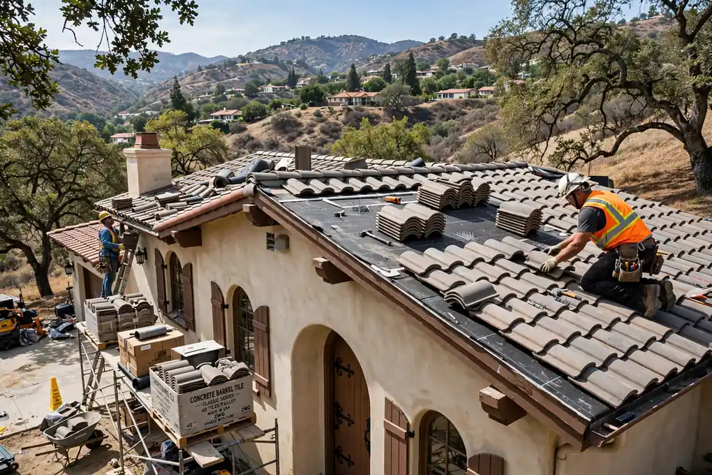 Reemplazo de techo de tejas en Carbon Canyon, Brea, CA 92823