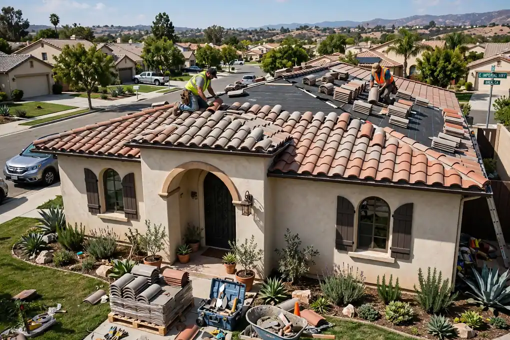 Reemplazo de techo de tejas en Country Hills, Brea, CA 92821