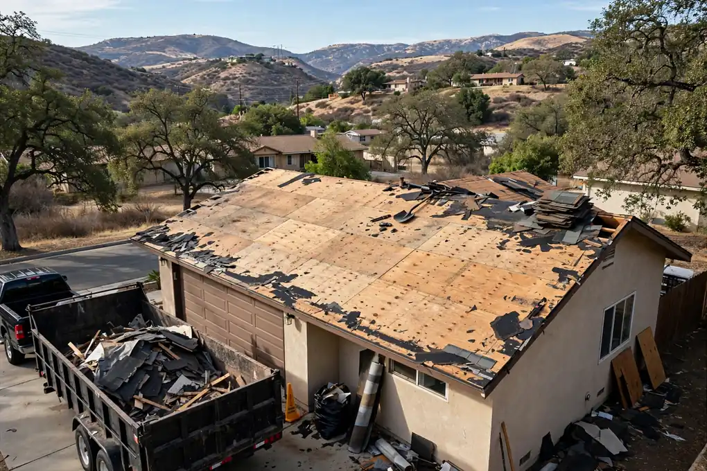 Remoción de techo y reemplazo de entablado en Carbon Canyon, Brea, CA 92823