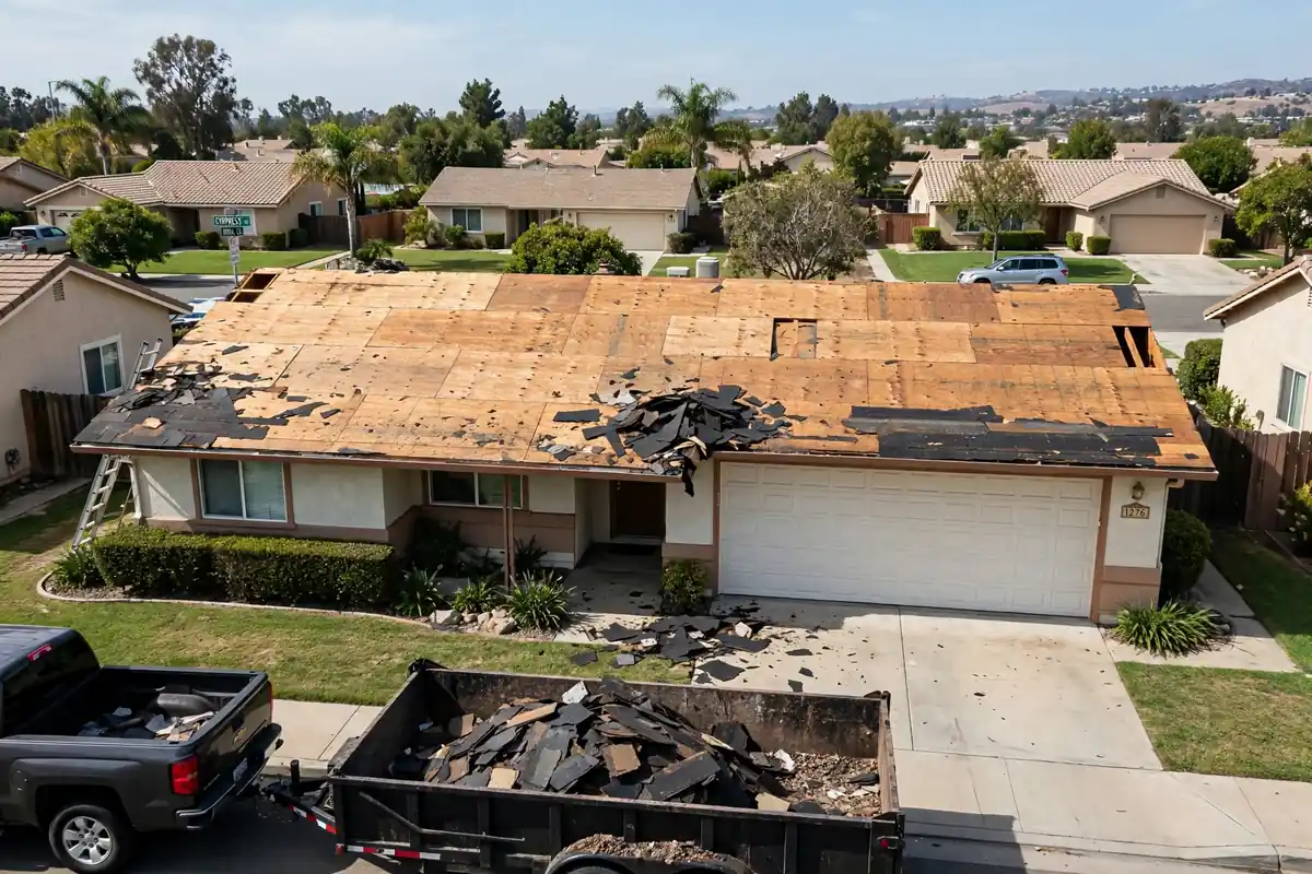 Remoción de techo y reemplazo de entablado en Country Hills, Brea, CA 92821