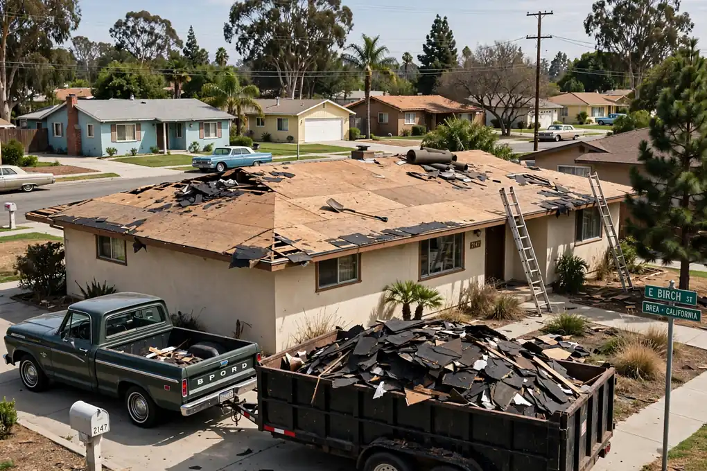Remoción de techo y reemplazo de entablado en Tamarack, Brea, CA 92821
