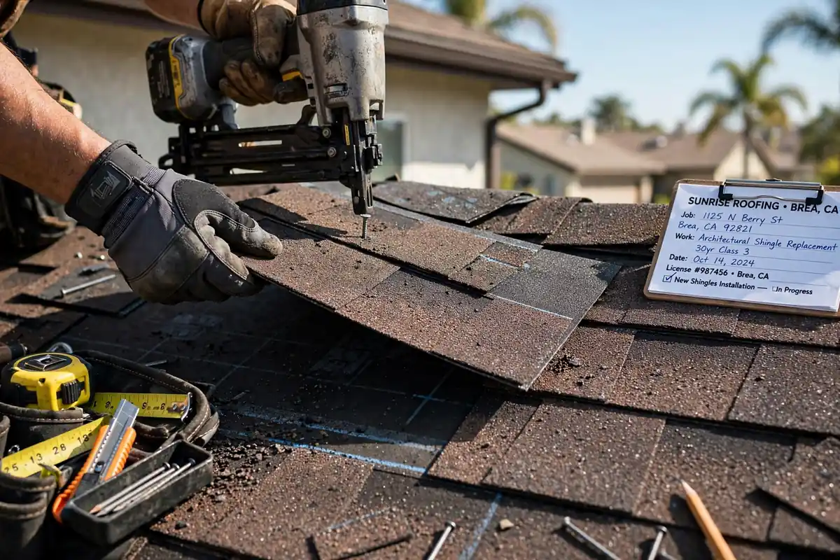 Reemplazo de techo de tejas asfalticas en Brea, CA — professional installation